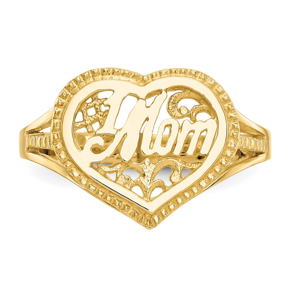 14k #1 Mom in Heart Ring Size 7