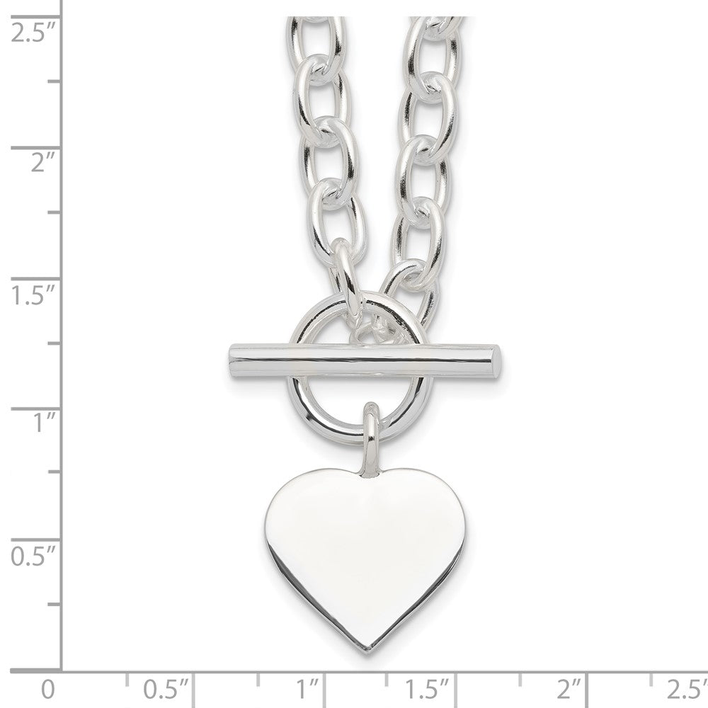 Sterling Silver Engraveable Heart Necklace 18 Inches