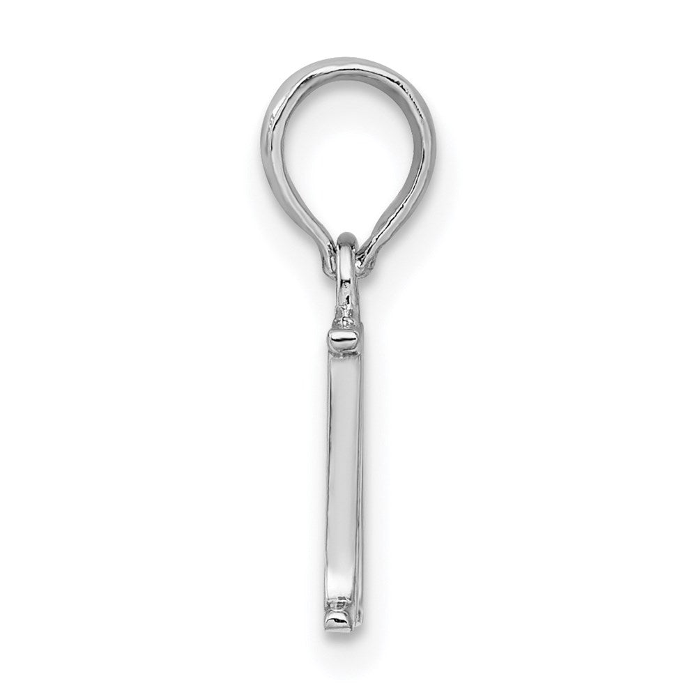 Sterling Silver Rhodium-plated Polished Block Initial -M- Pendant