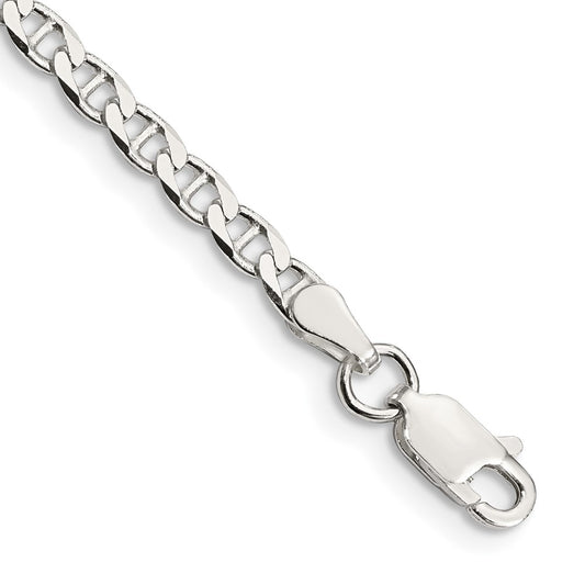 Sterling Silver 3.15mm D/C Flat Anchor Curb Chain 7 inches