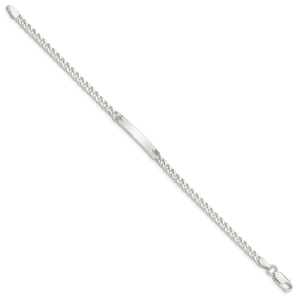 Sterling Silver Polished Engraveable Curb Link ID Bracelet 7 inches