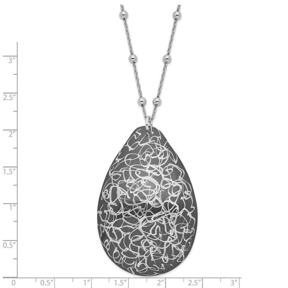 Sterling Silver & Ruthenium-plated Teardrop w/2in ext Necklace