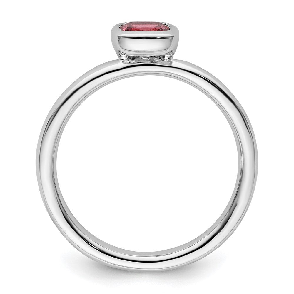 SS Stackable Expressions Cushion Cut Pink Tourmaline Ring Size -8