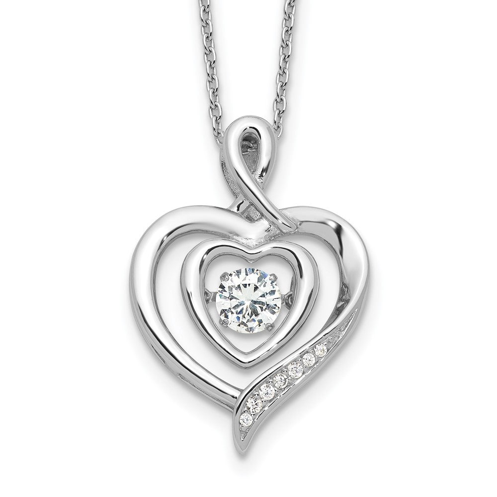 Cheryl M Sterling Silver Rhodium-plated Brilliant-cut Vibrant CZ Awareness Heart 18 Inch Necklace with 2 Inch Extender 18 Inches