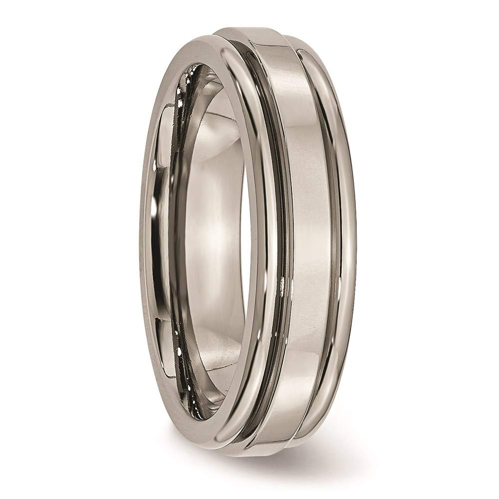 Titanium Polished 6mm Grooved Edge Band Size - 8