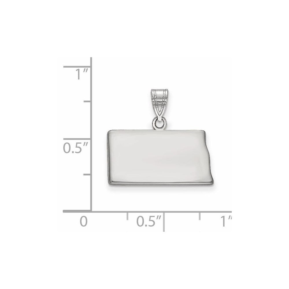 Sterling Silver/Rhodium-plated North Dakota State Pendant