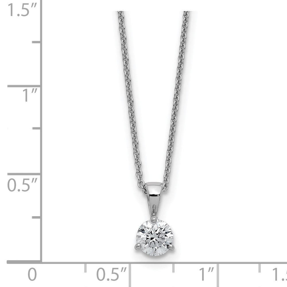 14k White Gold 1 carat Lab Grown Diamond VS/SI+ G+ Three Prong 18 inch Solitare Pendant Necklace