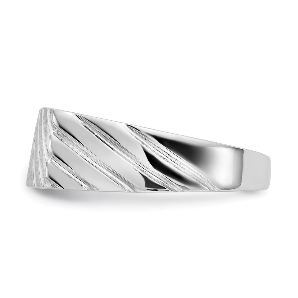 14k White Gold 7.5mm x 16.3mm Open Back Men's Signet Ring Size 11