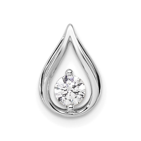 14k White Gold 1/4 carat Lab Grown Diamond VS/SI+ G+ Complete Teardrop Chain Slide Pendant