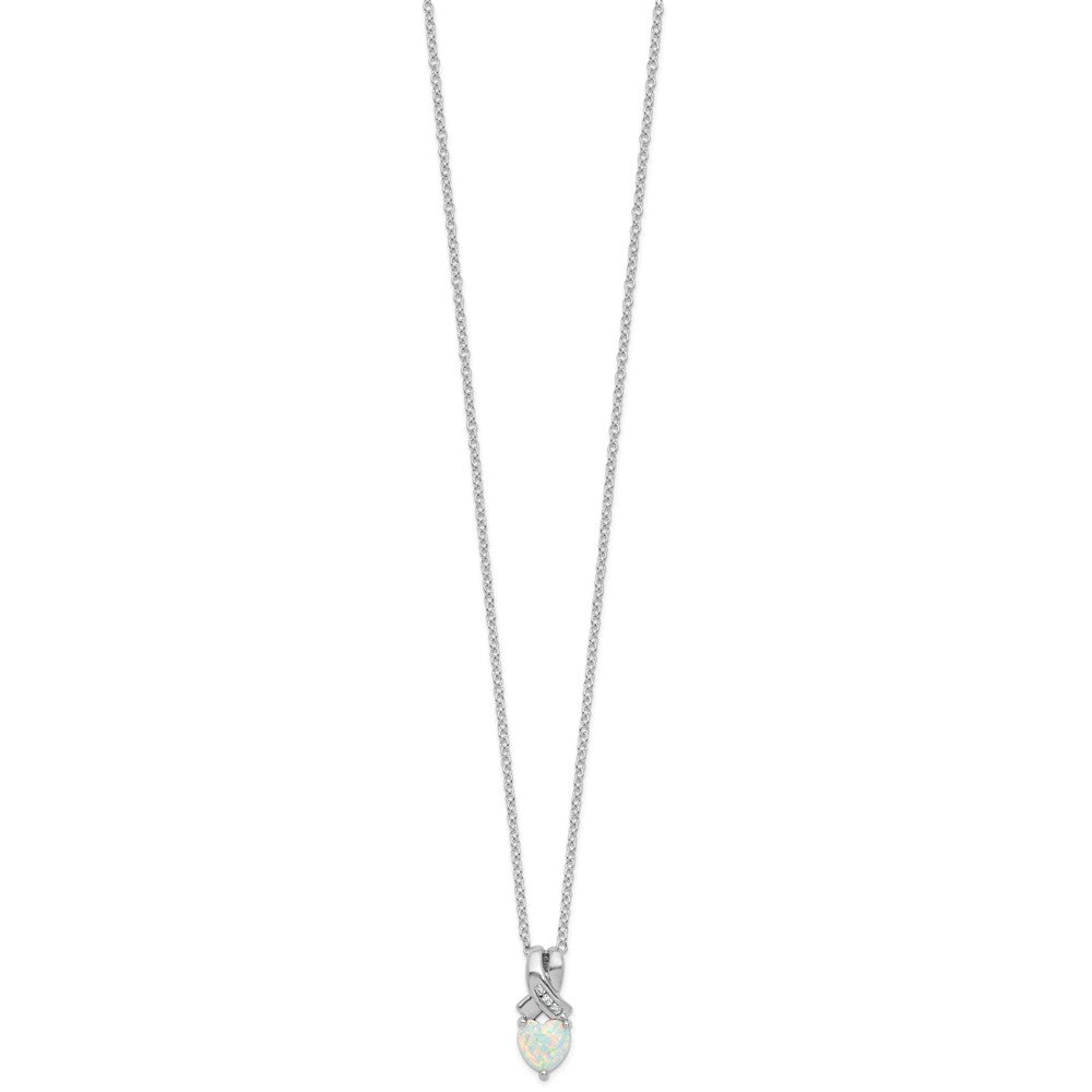 SS Created Opal & Diamond Pend Necklace