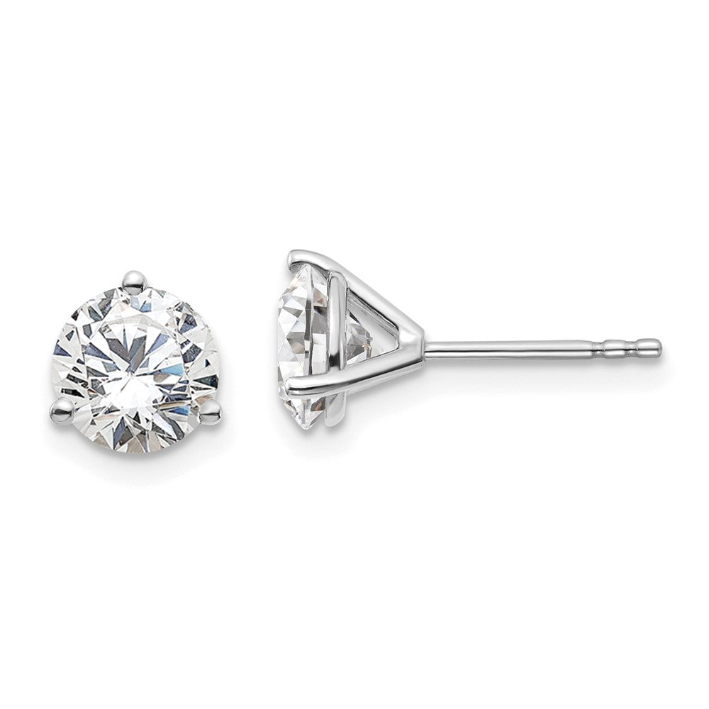 14k White Gold 2 ctw Lab Grown Diamond VS+ F+ Round 3 Prong Heavy Wt. Stud Earrings