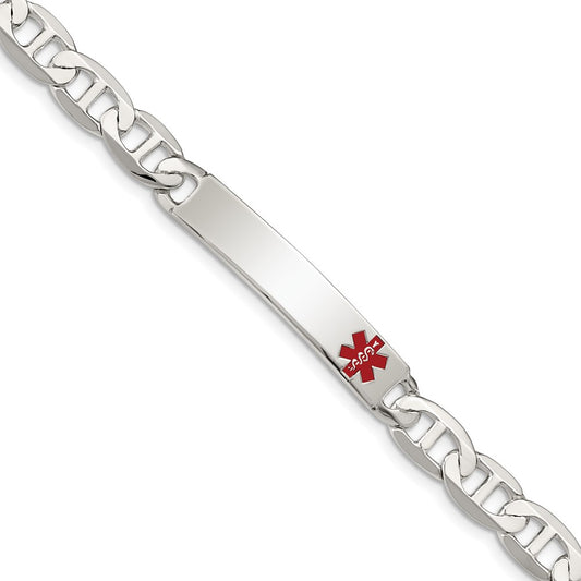 Sterling Silver Polished Medical Anchor Link ID Bracelet 8.5 inches