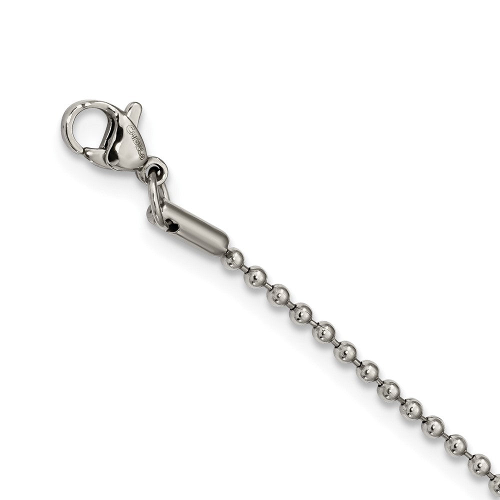 Stainless Steel Polished and Satin Hammered w/CZ Cross Necklace