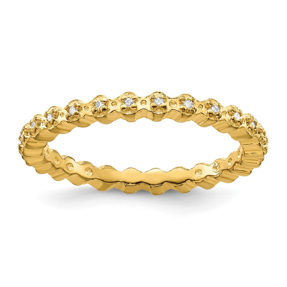 Sterling Silver Stackable Expressions Diamond Gold-plated Ring Size -10