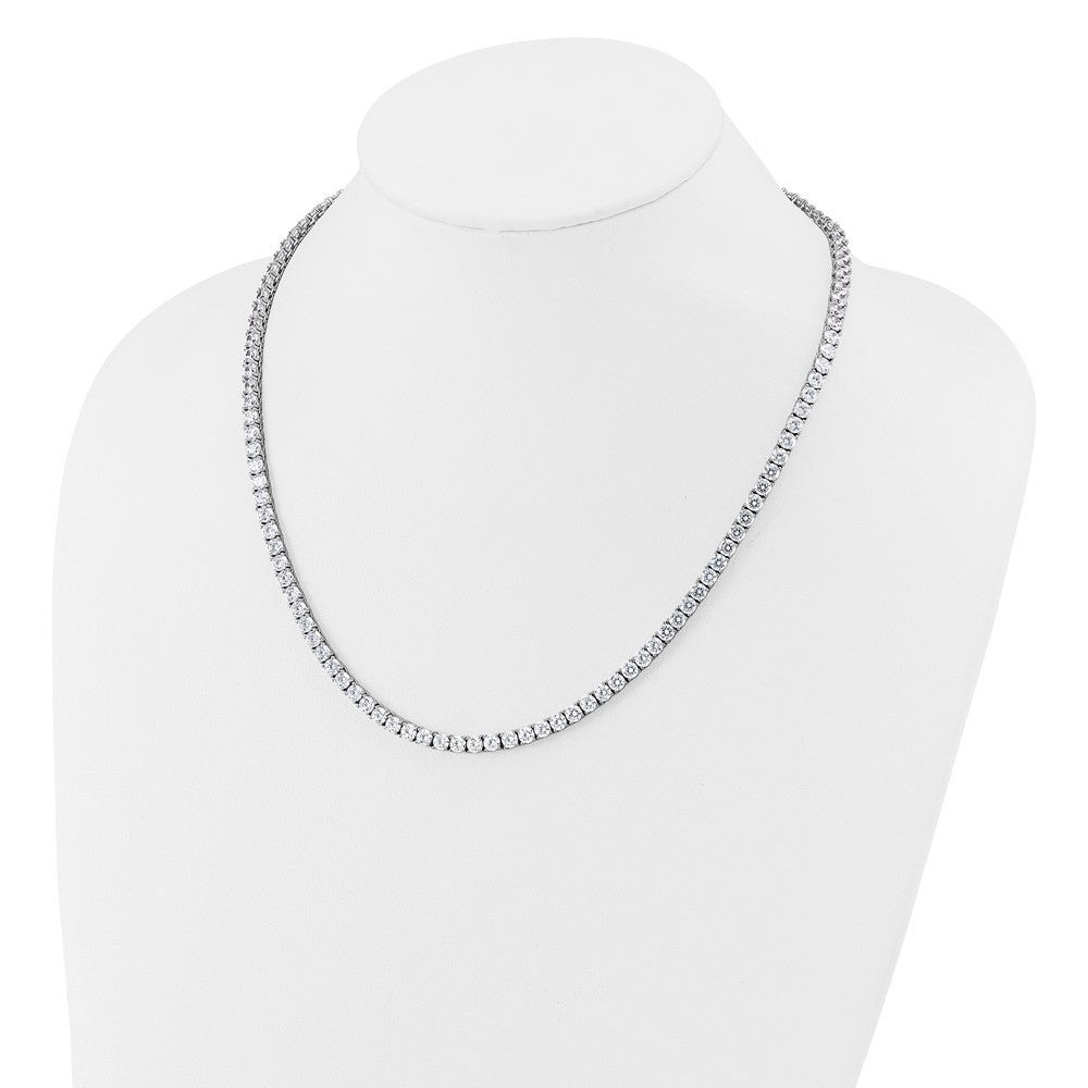 Cheryl M Sterling Silver Rhodium-plated Polished 4.00mm CZ with Safety Clasp Tennis Necklace 20 Inches