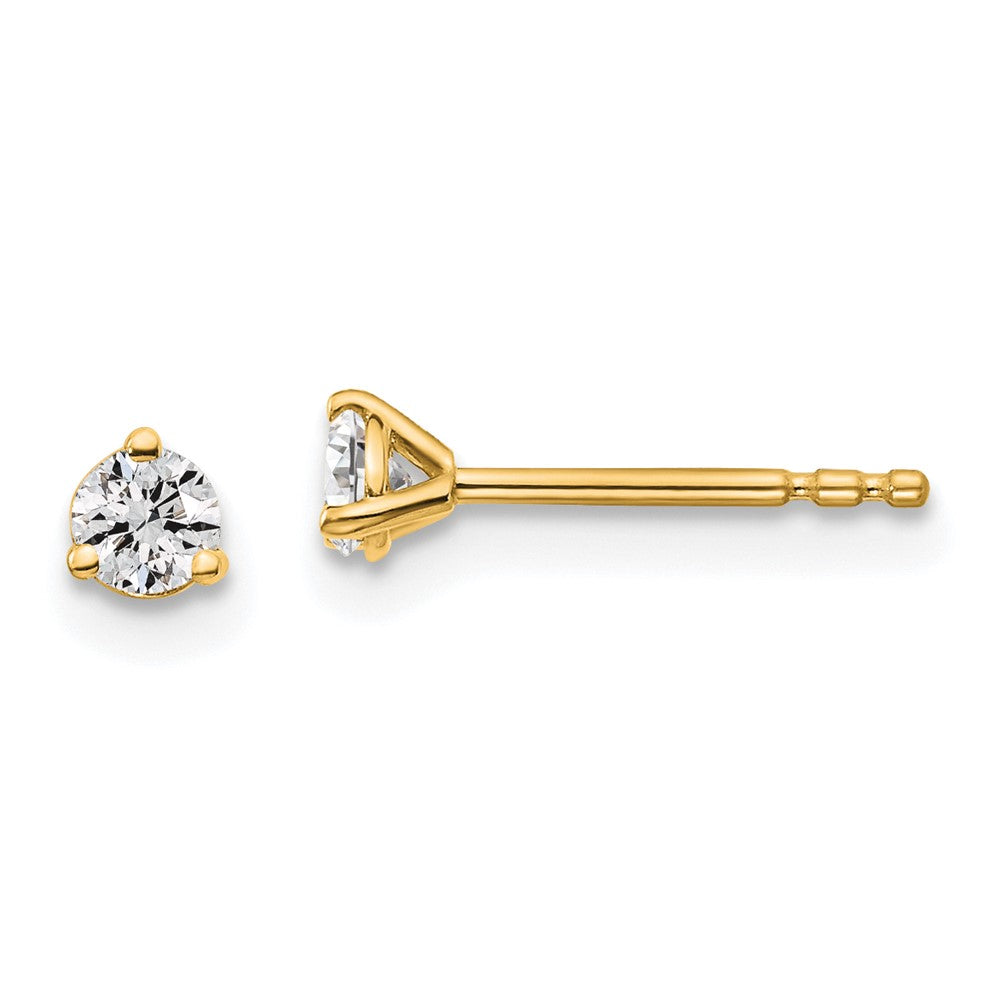 14k Yellow Gold 1/5 ctw Lab Grown Diamond VS/SI+ G+ Round 3 Prong Heavy Wt. Stud Earrings