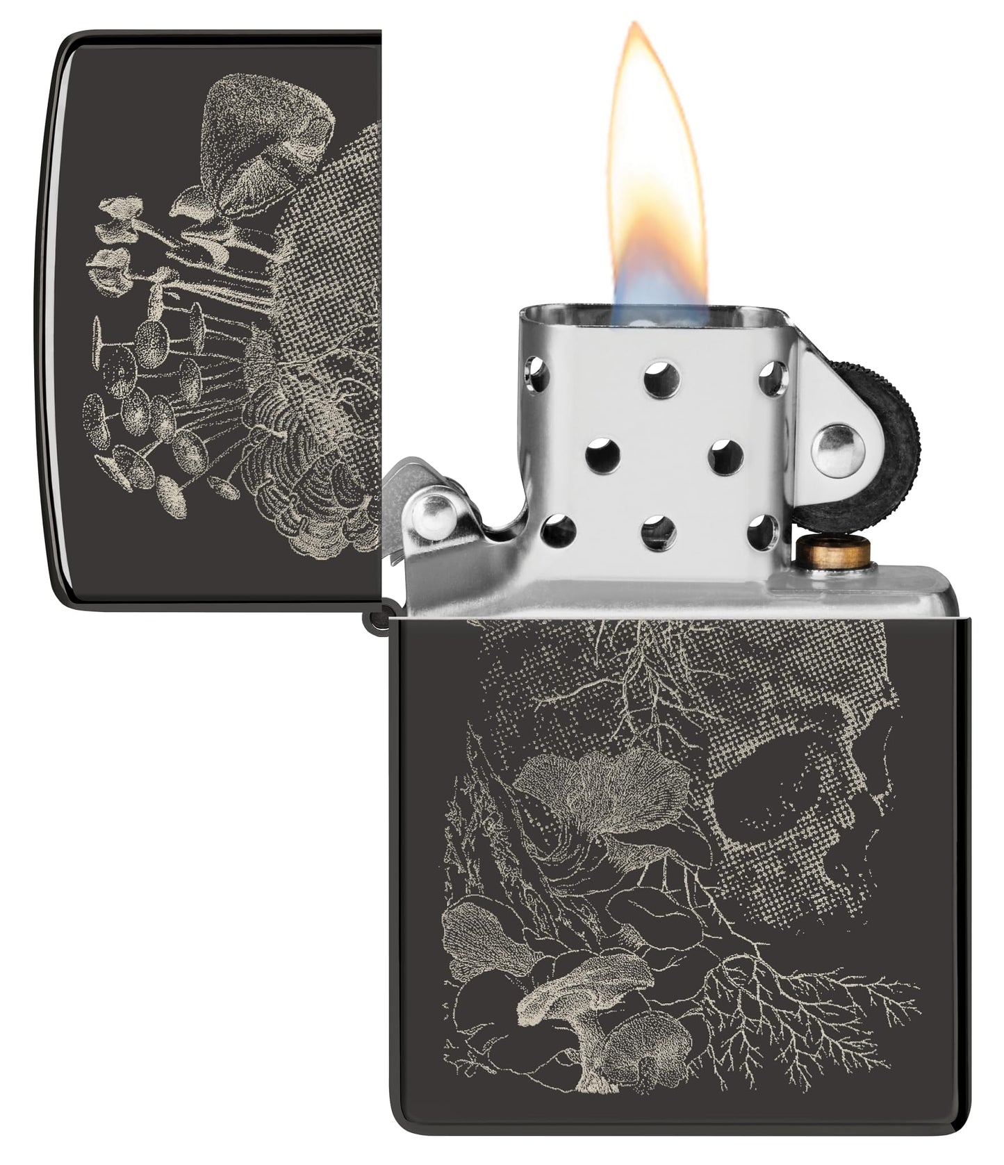 Zippo Skull Mushroom Design High Polish Black Pocket Lighter