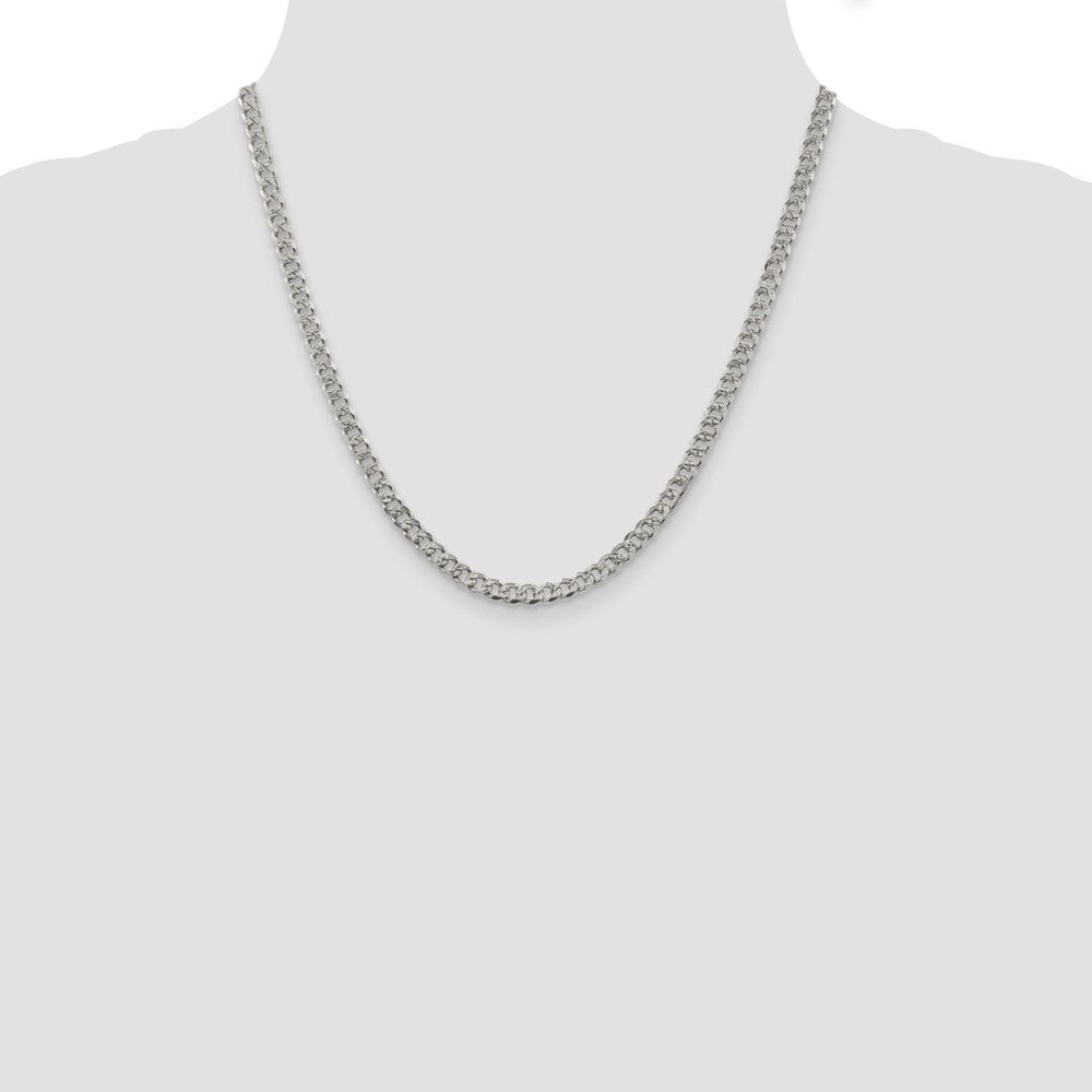Sterling Silver 4.5mm Pav‚ Curb Chain 20 Inches