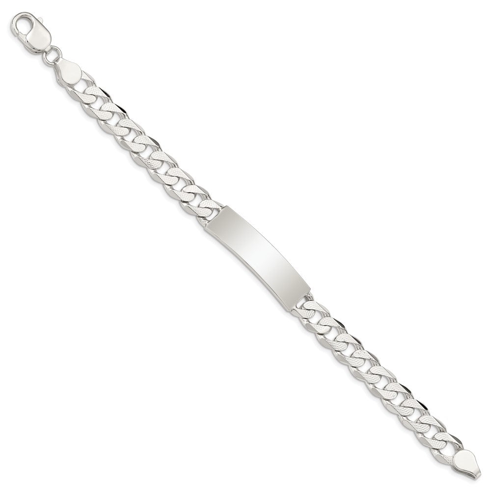 Sterling Silver Polished Engraveable Patterned Curb Link ID Bracelet 8 inches