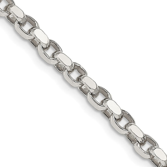 Sterling Silver 3.5mm Diamond-cut Rolo Chain 18 Inches