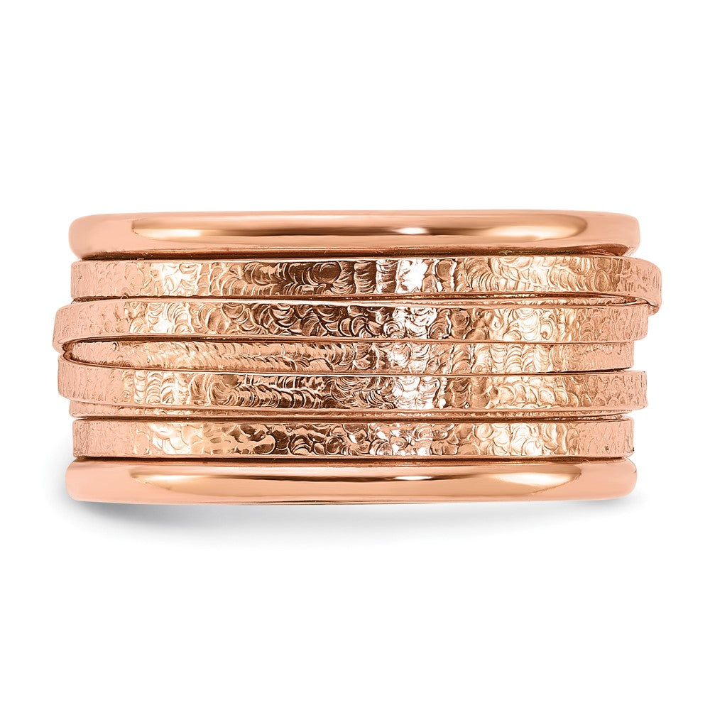 Sterling Silver Rose Gold-Plated Wrapped Textured Size 5 Ring