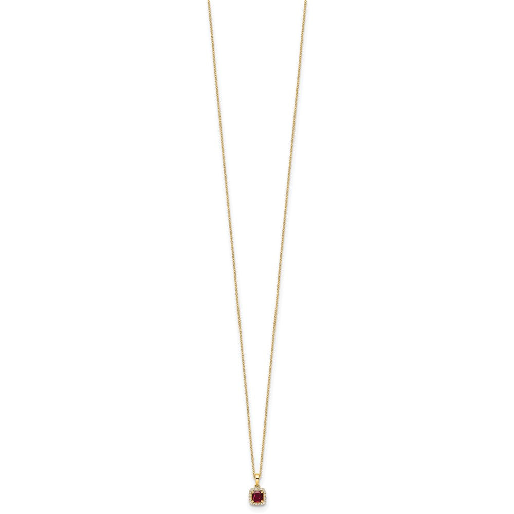 14k 1/10 carat Lab Grown Diamond VS/SI+ G+ and Created Ruby 18 inch Pendant Necklace