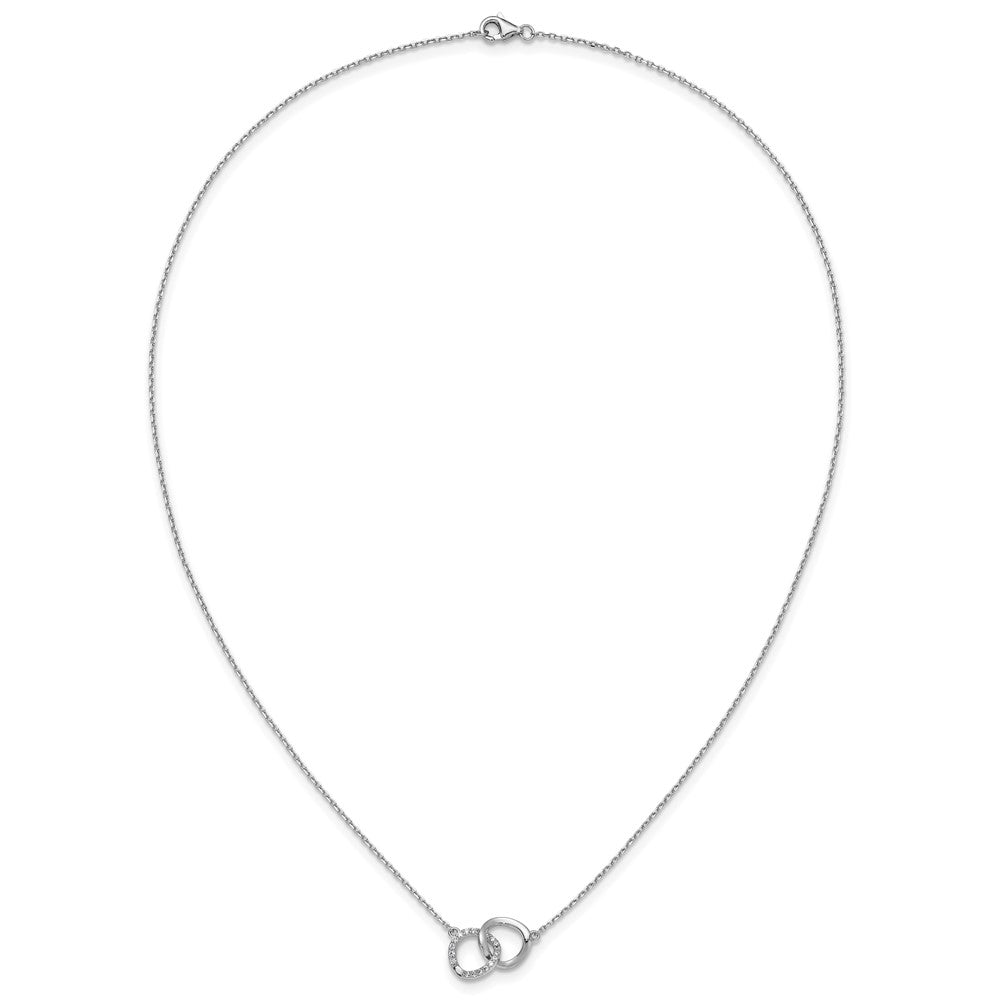 Cheryl M Sterling Silver Rhodium-plated Polished CZ Interlocking Ring Necklace 18 Inches