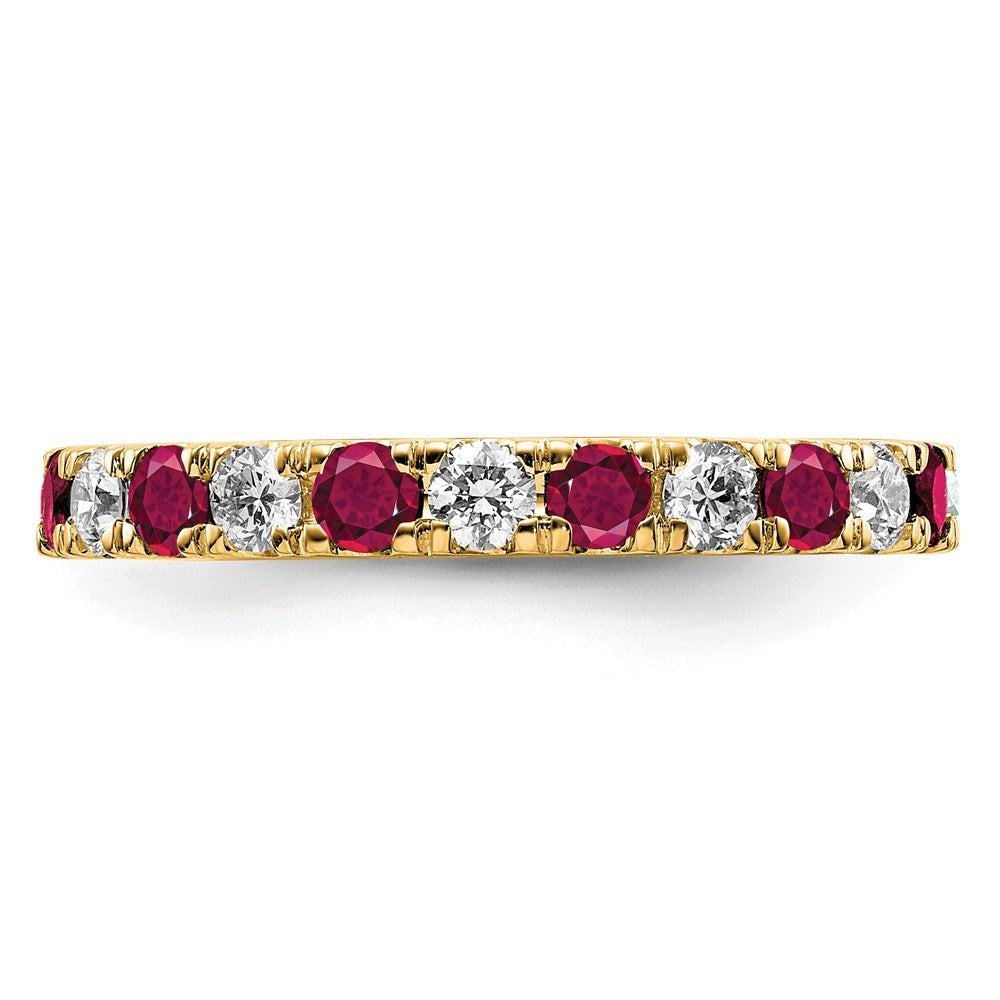 14k 3/4 carat Lab Grown Diamond VS/SI+ G+ and Lab Created Ruby Size 6 Eternity Band