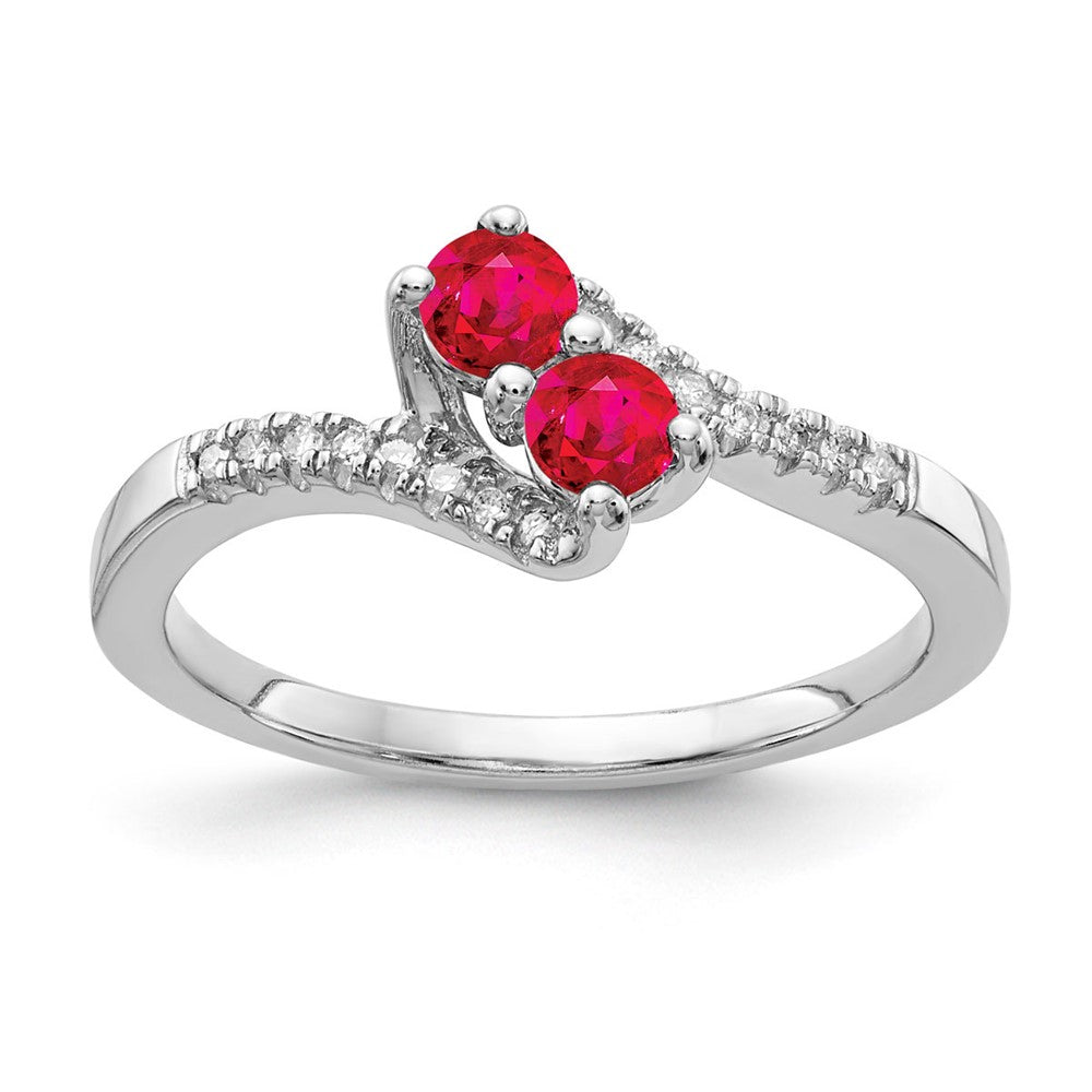 Sterling Silver CR Ruby & Diamond Ring