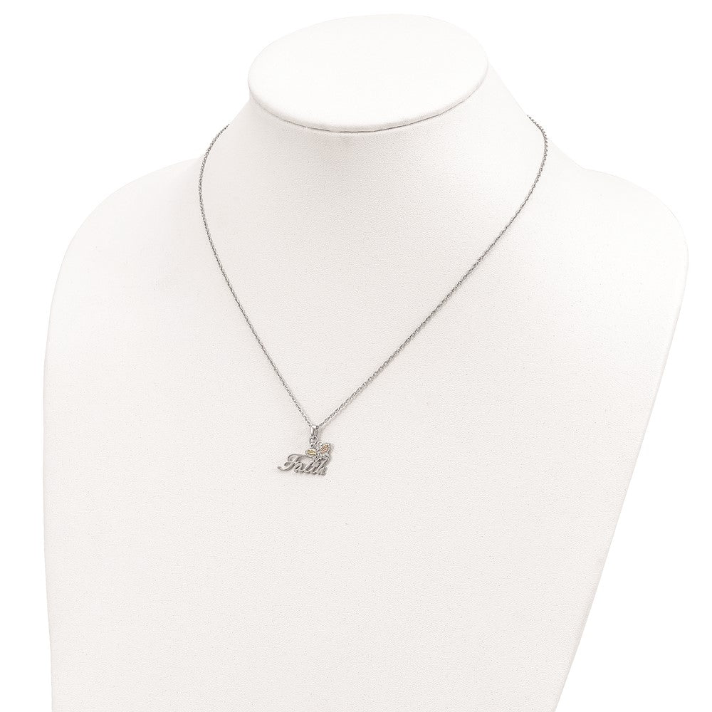 Landstrom's Mt. Rushmore Black Hills Sterling Silver 12K Gold Accents Faith Butterfly 18 inch Spring Ring Clasp Necklace 18 Inches