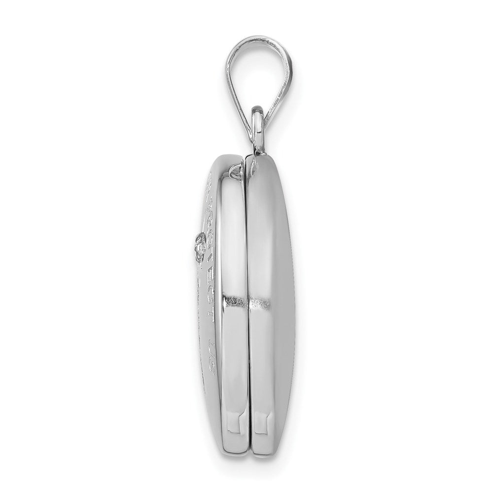 Sterling Silver 20mm Diamond Polished Saint Christopher Round Locket