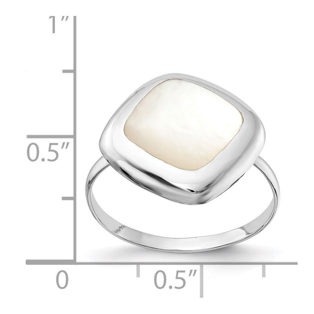 Sterling Silver Rhodium-plated Moon Mother of Pearl Ring