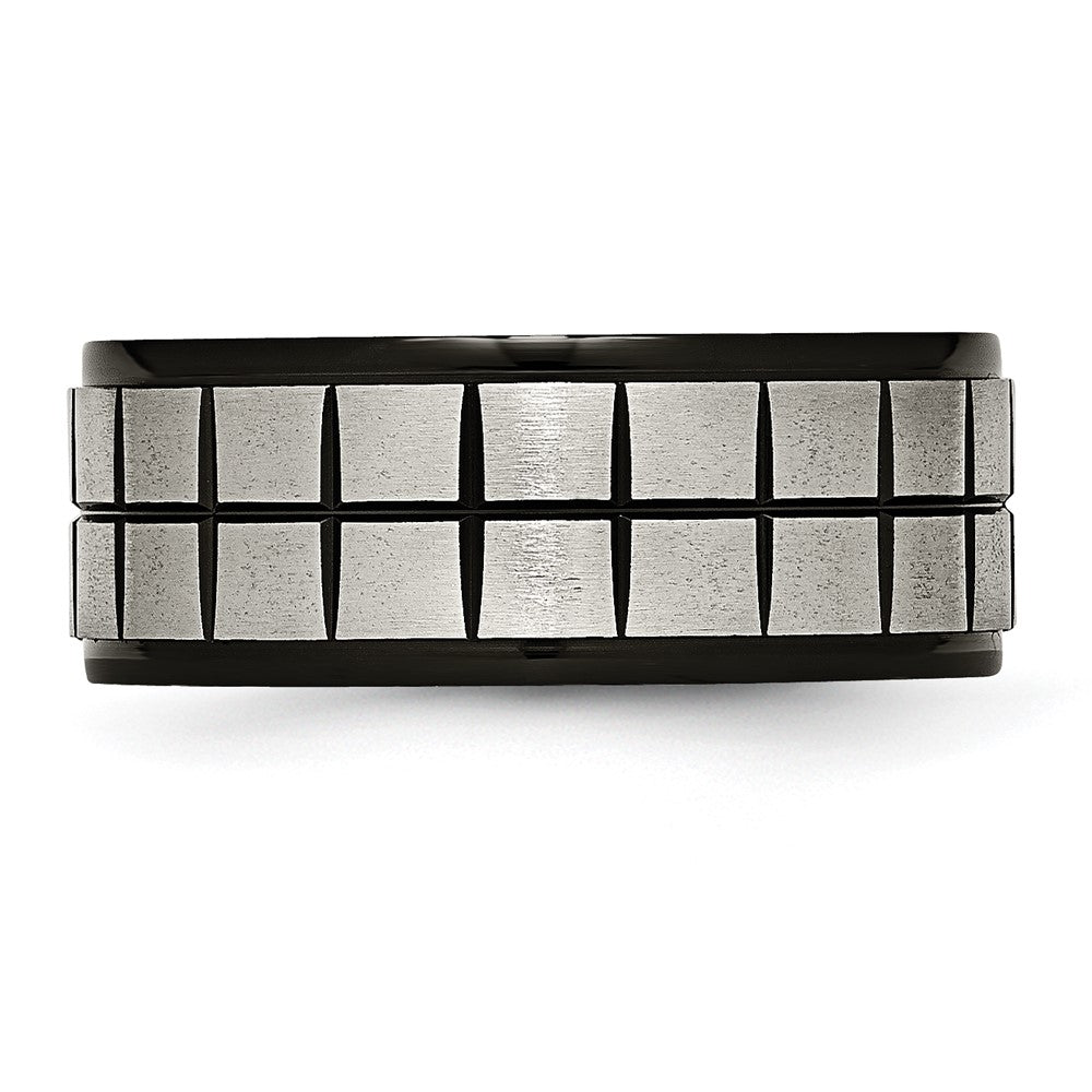 Titanium Brushed Center Black IP-plated 9mm Band Size - 13