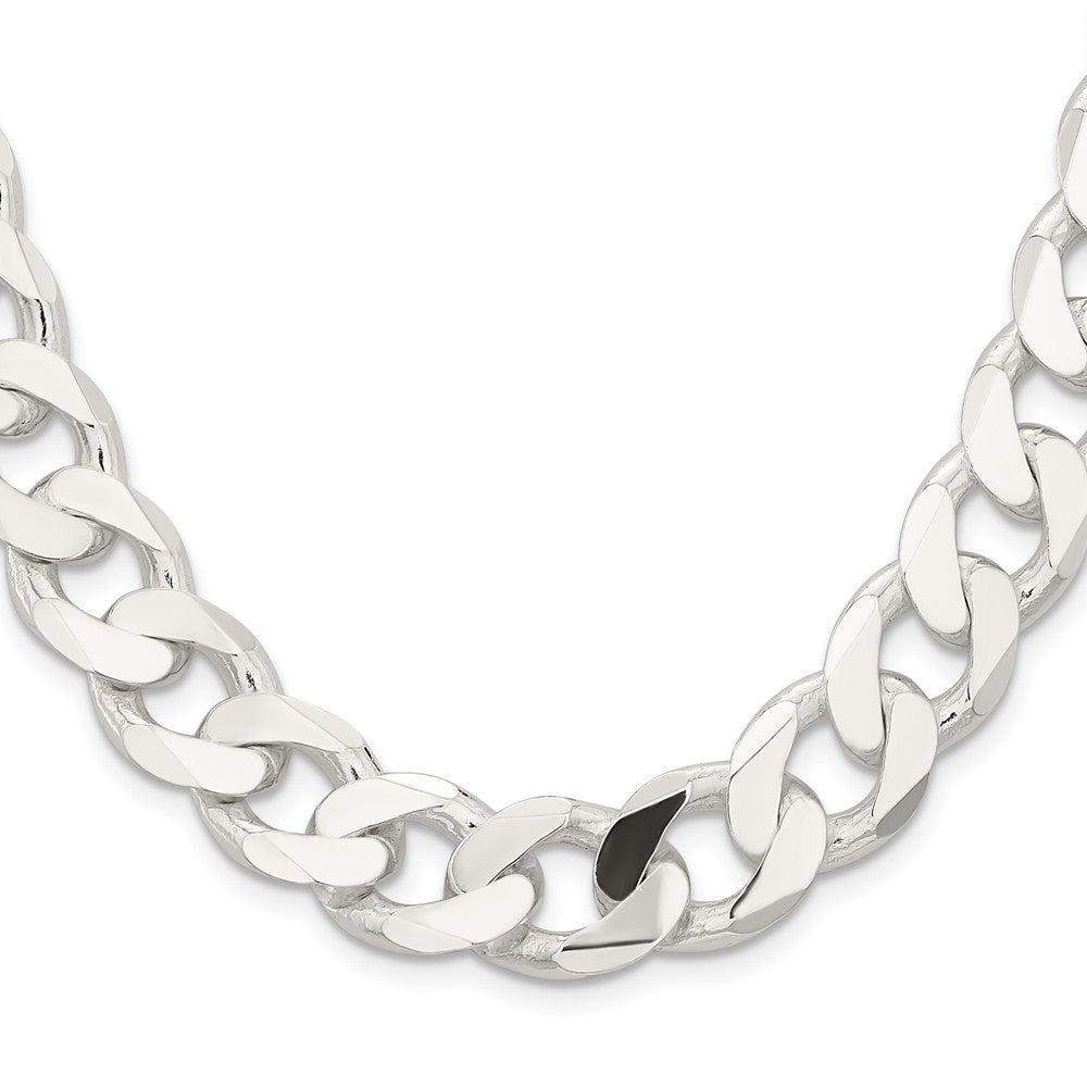 Sterling Silver 14.5mm Curb Chain 22 Inches