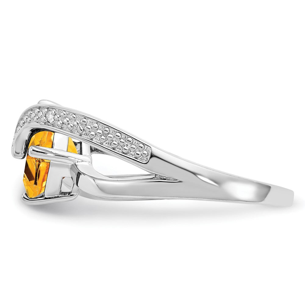 Sterling Silver ANC Citrine & Diamond Ring