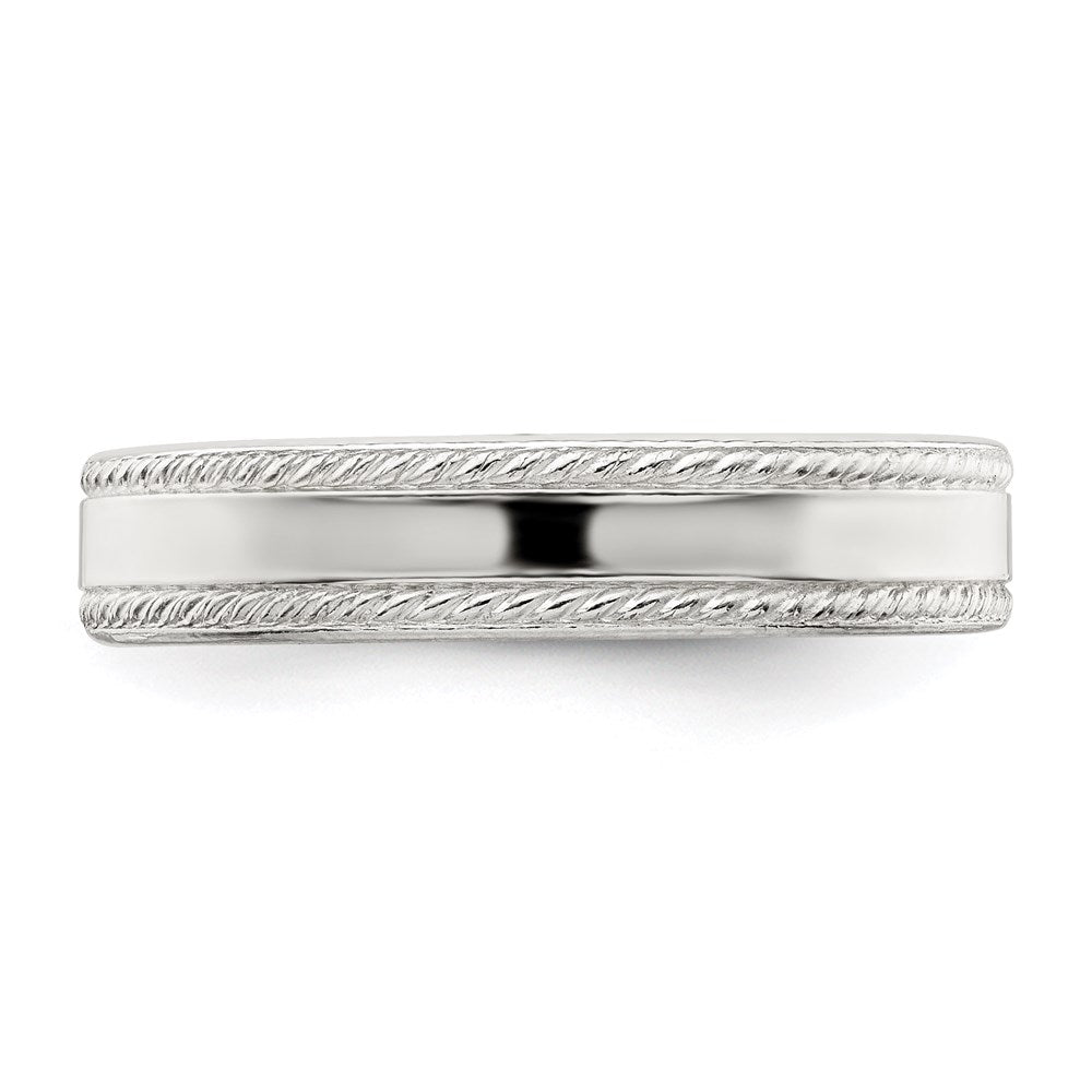 Sterling Silver 4mm Flat with Rope Edge Size 11 Band