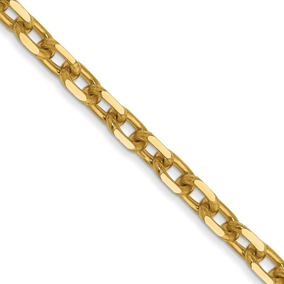14K 16 inch 3mm Diamond-cut Round Open Link Cable with Lobster Clasp Chain
