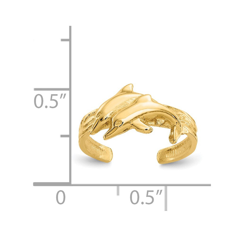 14k Gold Dolphin Toe Ring