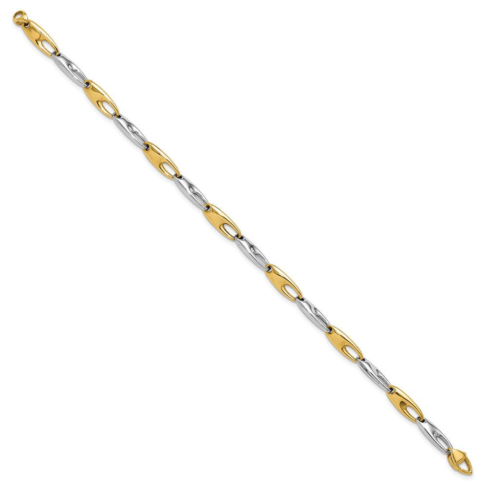 14K Two-Tone Polished Fancy Link Bracelet 7.5  inches