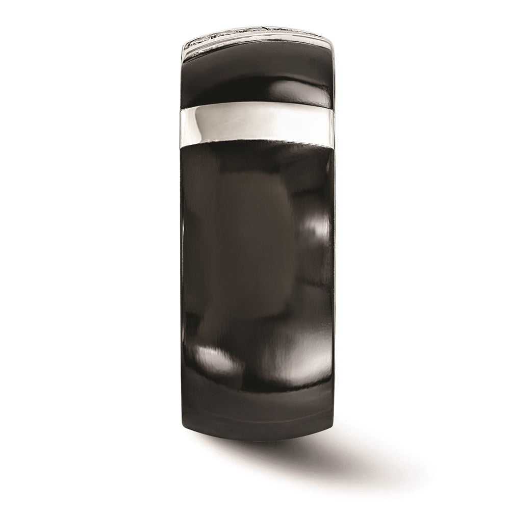 Edward Mirell Black TI & Sterling Silver .10ctw Diamond Polished Ring