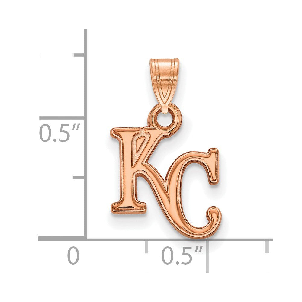 Sterling Silver Rose Gold-plated MLB LogoArt Kansas City Royals Small Penda