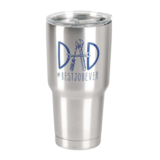 Dicksons Dad #BestJobEver Blue 30 ounce Stainless Steel Travel Tumbler