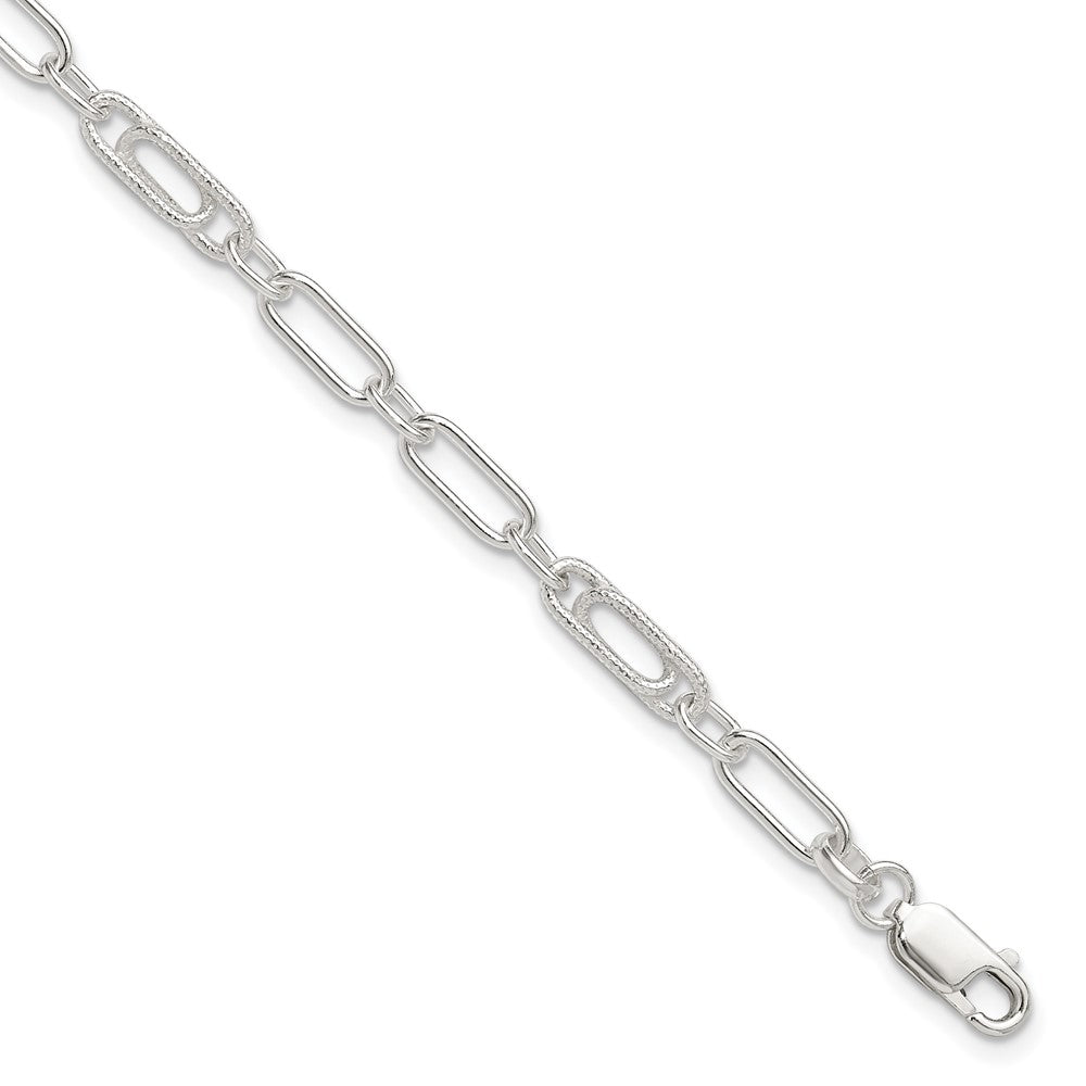 Sterling Silver Fancy Link Anklet 10 inches