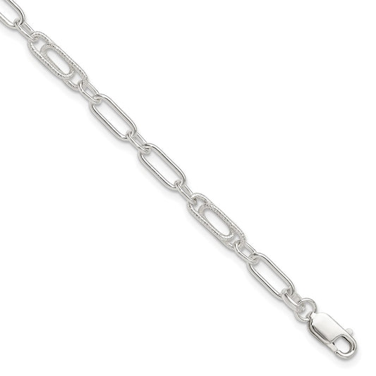 Sterling Silver Fancy Link Anklet 10 inches