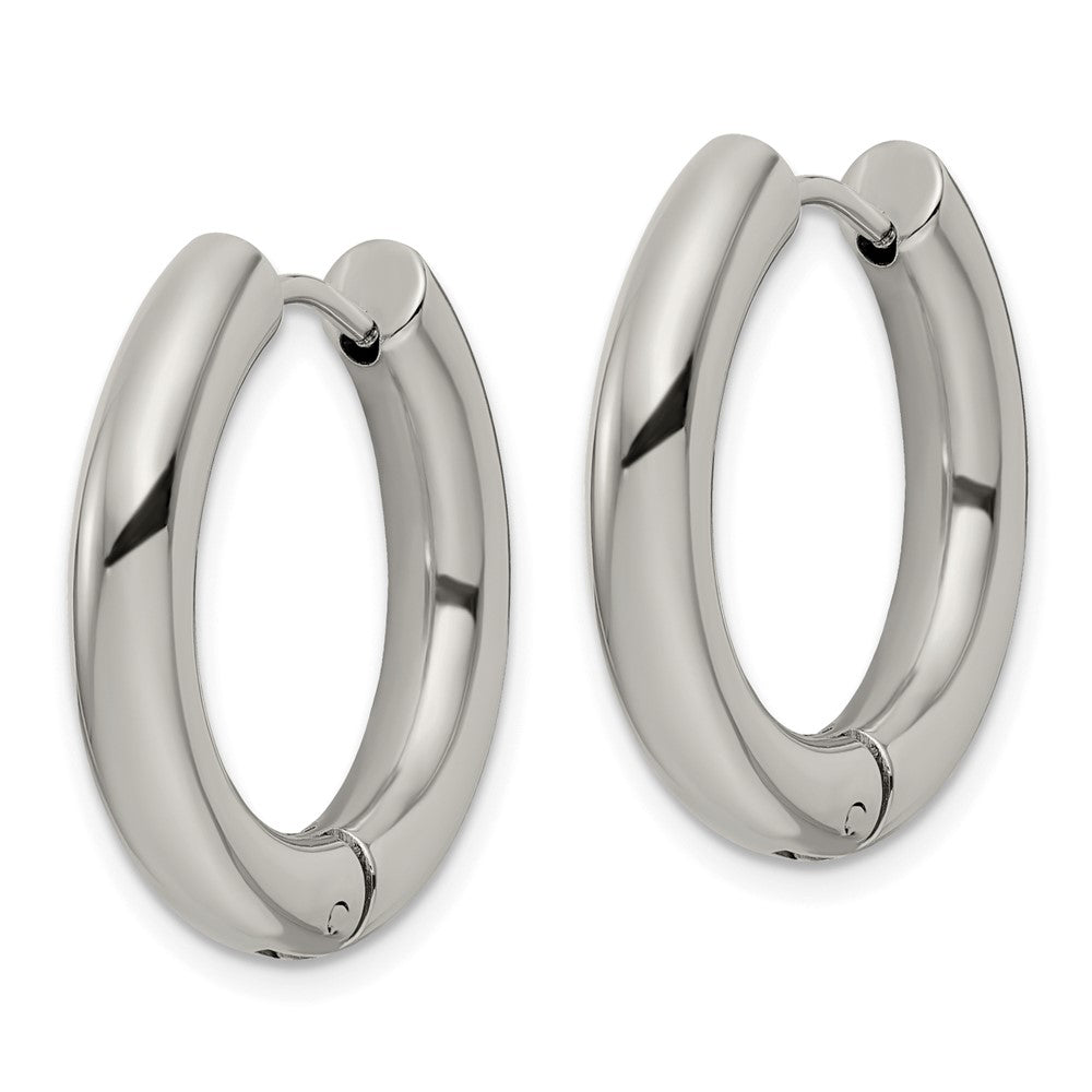 Stainless Steel Polished 4mm Hinged Hoop Earrings