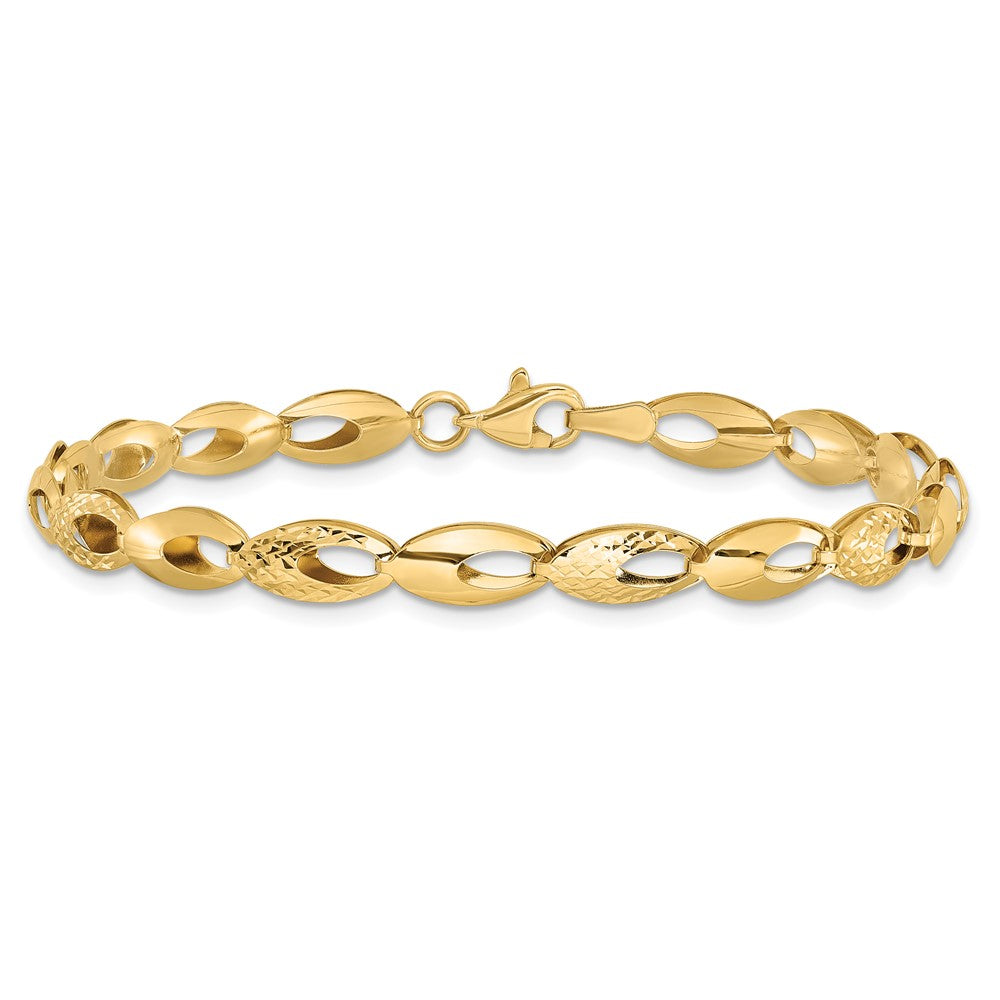 14K Polished and D/C Bracelet 7  inches