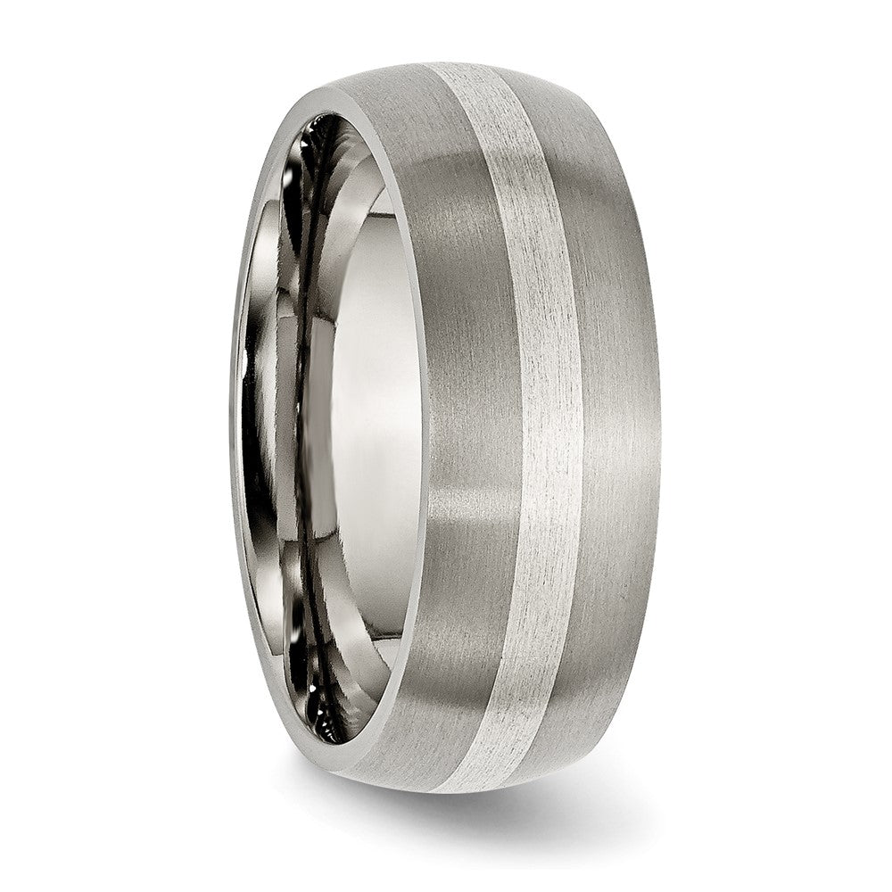Titanium Brushed w/Sterling Silver Inlay 8mm Band Size - 10.5
