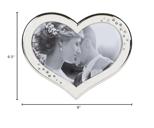 Clustered Rhinestones Heart Shaped 6.5 x 8 inch Zinc Alloy Table Top Photo Frame,Ivory