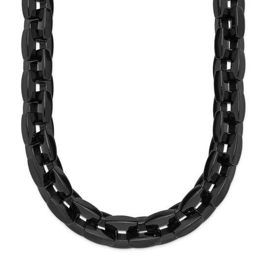 Stainless Steel Polished Black IP-plated 20.5in Link Necklace