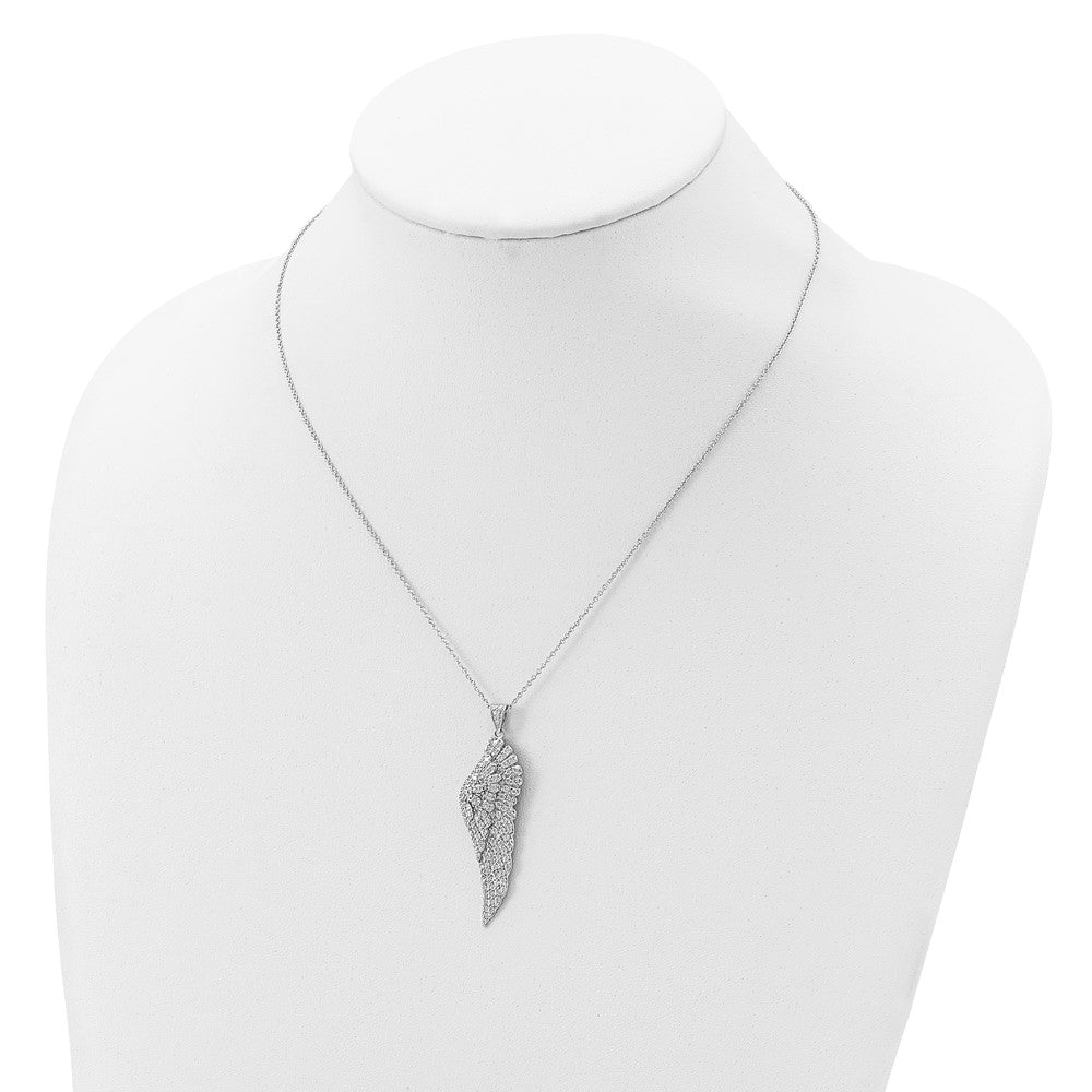 Cheryl M Sterling Silver Rhodium-plated Brilliant-cut CZ Angel Wing 18 Inch Necklace 18 Inches